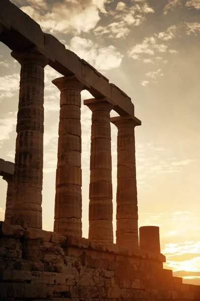 Temple of Poseidon sunset — Stock Photo, Image