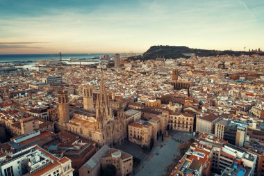 İspanya 'da Barselona' daki Gotik Bölge 'nin havadan görünüşü.
