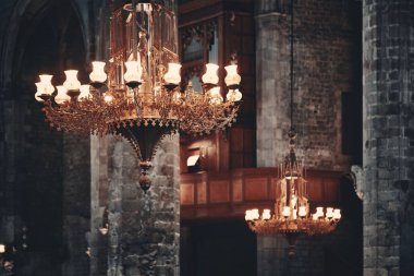 Santa Maria del Mar Bazilikası İspanya Barselona 'da yakın plan