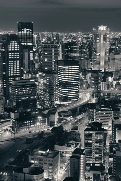 Osaka Şehir Merkezi Gece Çatısı Manzaralı Japonya — Stok fotoğraf