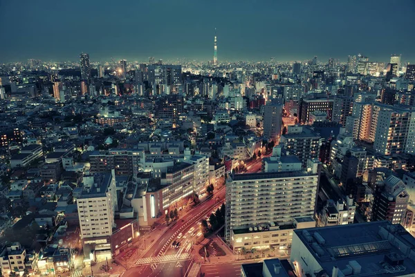 Tóquio Skytree Vista Telhado Skyline Urbano Noite Japão — Fotografia de Stock