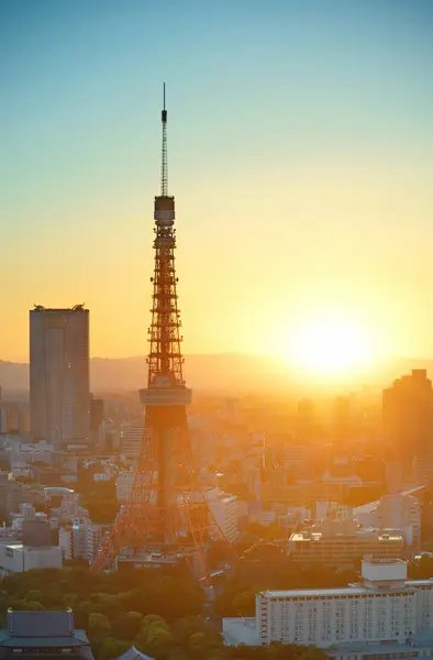 Tokyo Tower Urban Skyline Top View Sunset Japan — стокове фото