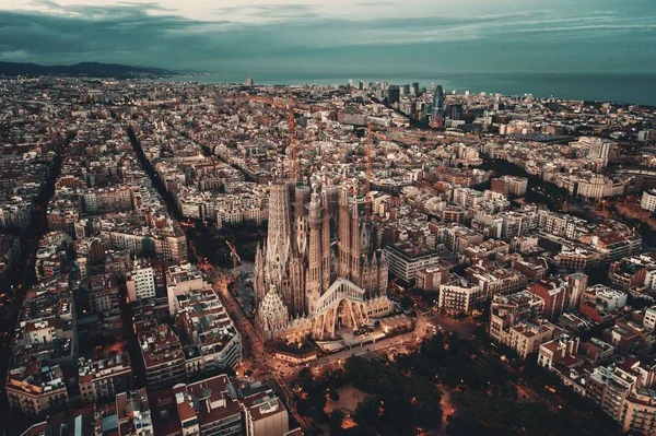 Letecký pohled na Sagrada Familia — Stock fotografie