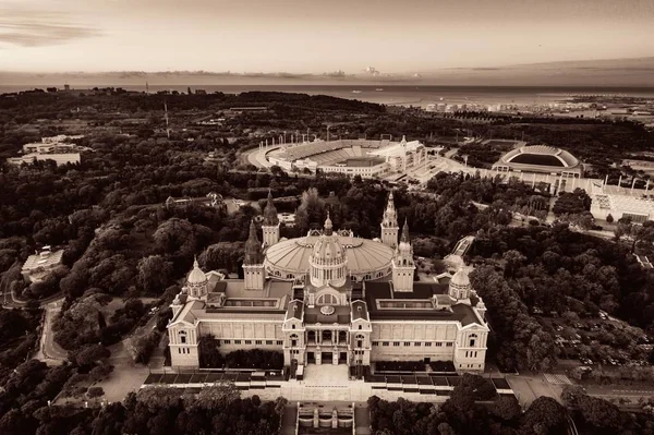 Nationales Kunstmuseum Kataloniens Luftaufnahme Bei Sonnenaufgang Montjuic Barcelona — Stockfoto