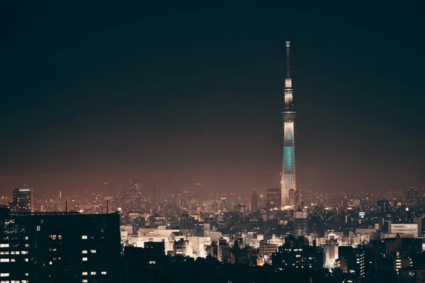 Tokyo Skytree Skyline Urbain Vue Sur Toit Nuit Japon — Photo
