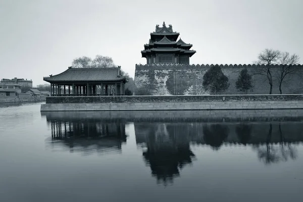 Угловая Башня Черно Белом Цвете Дворце Фал Пекине Китай — стоковое фото