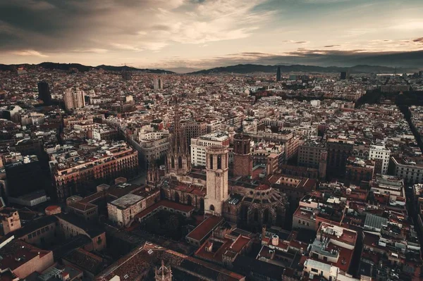 Flygfoto Över Gotiska Kvarteren Barcelona Spanien — Stockfoto
