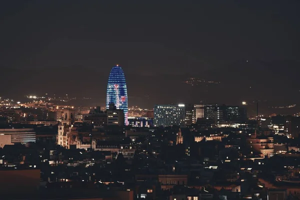 Skyline de Barcelone la nuit — Photo