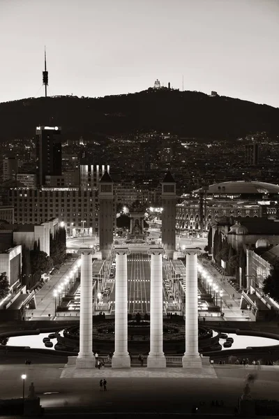 Punto Riferimento Placa Espanya Vista Panoramica Tramonto Barcellona Spagna — Foto Stock