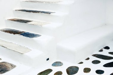 Yunanistan 'ın Mykonos Adası' ndaki sokakta soyut desen. 