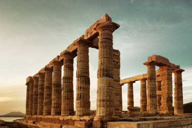 Atina, Yunanistan yakınlarındaki Poseidon Tapınağı.