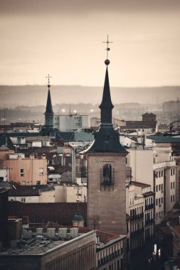 Madrid 'in İspanya' daki şehrin çatı manzarası.