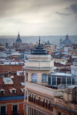 Madrid 'in İspanya' daki şehrin çatı manzarası.