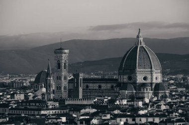 Piazzale Michelangelo Bw görüntülendi şehir manzarası ile Floransa Katedrali