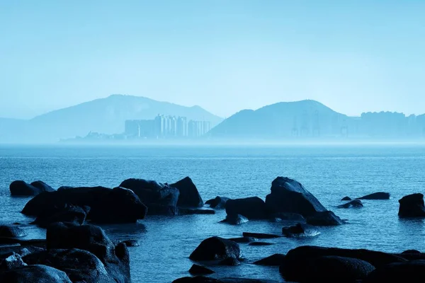 Skyline Der Stadt Xiamen Und Felsen Ufer Fujian China — Stockfoto