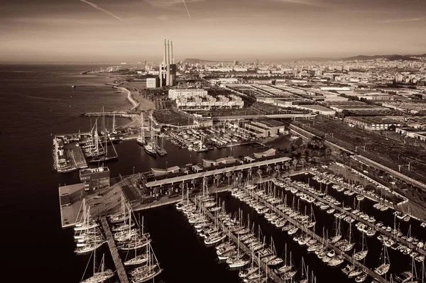 Barcelona Vista Aérea Cais Costa Espanha — Fotografia de Stock