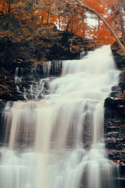 Herbstliche Wasserfälle Park Mit Buntem Laub — Stockfoto