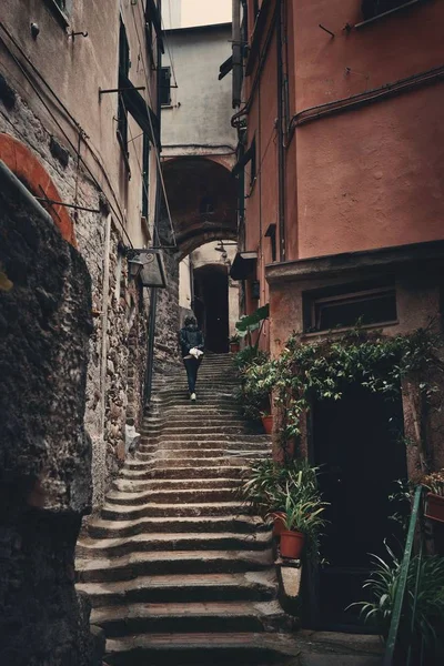 Vista Típica Beco Riomaggiore Cinque Terre Itália — Fotografia de Stock
