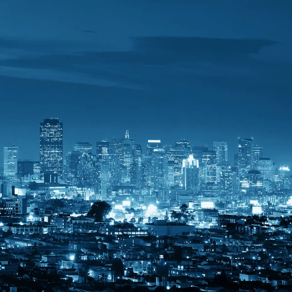 Ciudad San Francisco Skyline Con Arquitecturas Urbanas Por Noche — Foto de Stock