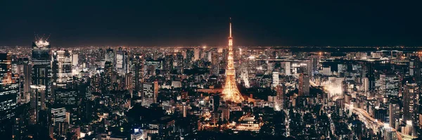 Tokyo Tower Stedelijke Skyline Uitzicht Het Dak Nachts Japan — Stockfoto