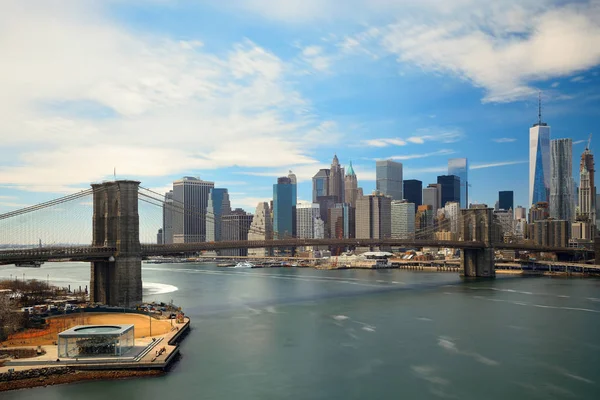 Бруклінський Міст Центр Мангеттена Горизонті Нью Йорку — стокове фото
