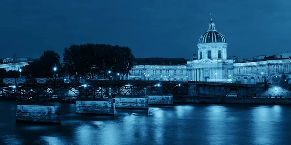 Szajna Pont Des Arts Institut France Panorámával Éjjel Párizsban Franciaországban — Stock Fotó