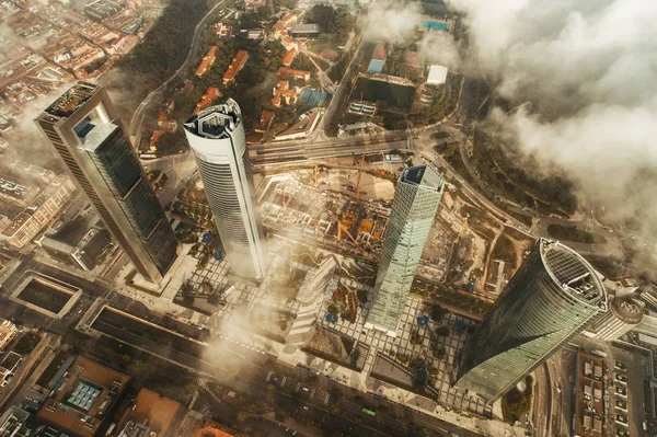 Madrid Distrito Financeiro Vista Aérea Com Arranha Céu Moderno Espanha — Fotografia de Stock