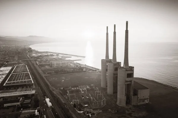 Besos Thermic Power Plant Aerial View Barcelona Coast Spain — Stock Photo, Image