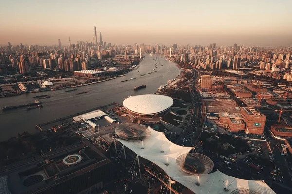 Shanghai Expo Park Aerial View City Skyline Skyscrapers China — Stock Photo, Image