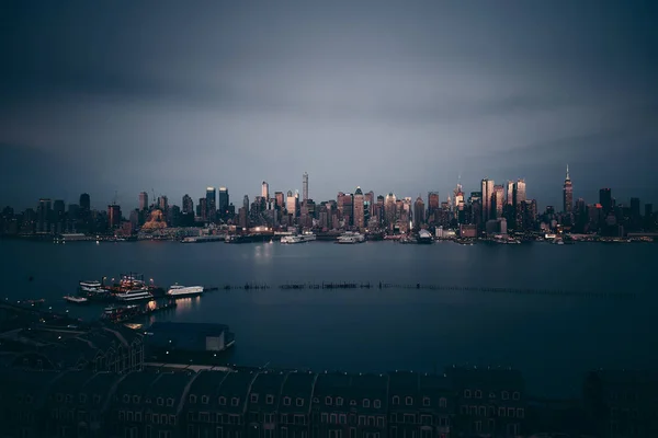 Midtown Skyline Över Hudson River New York City Med Skyskrapor — Stockfoto