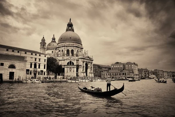 Góndola Iglesia Venecia Santa Maria Della Salute Canal Italia — Foto de Stock