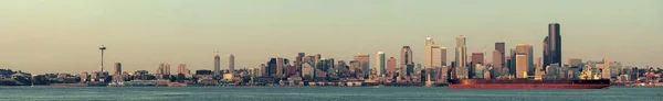 Seattle City Skyline Över Havet Panorama Utsikt — Stockfoto