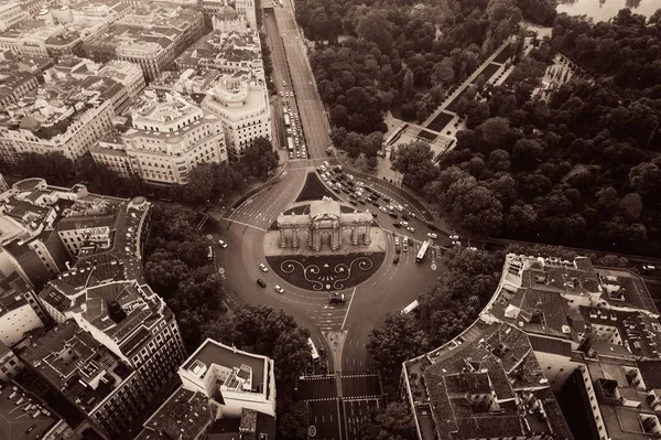 Madrid Vista Aérea Com Alcala Gate Espanha — Fotografia de Stock