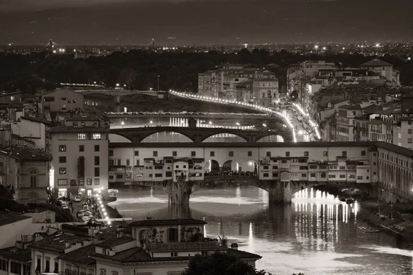 Florence Skyline Gezien Vanaf Piazzale Michelangelo Nachts Met Ponte Vecchio — Stockfoto