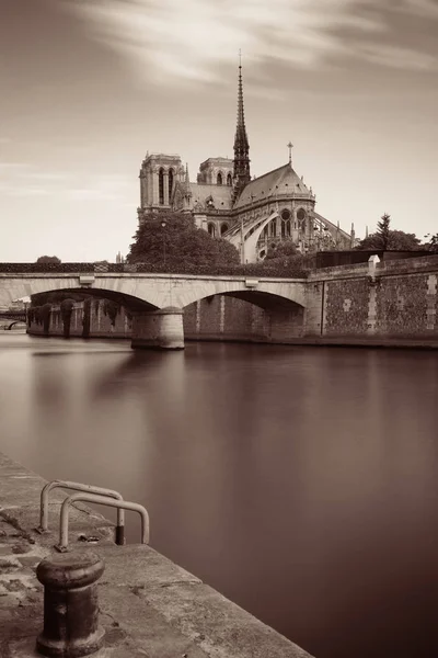 Rio Sena Paris Com Catedral Notre Dame Ponte França — Fotografia de Stock