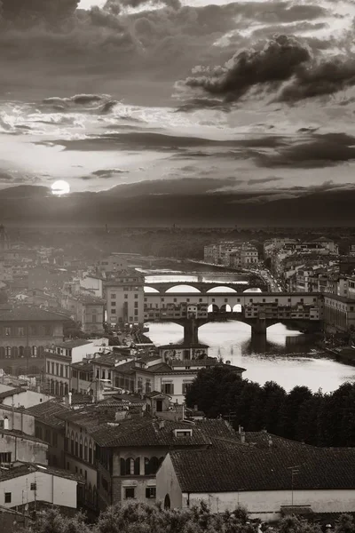 Florence Skyline Vue Piazzale Michelangelo Noir Blanc — Photo