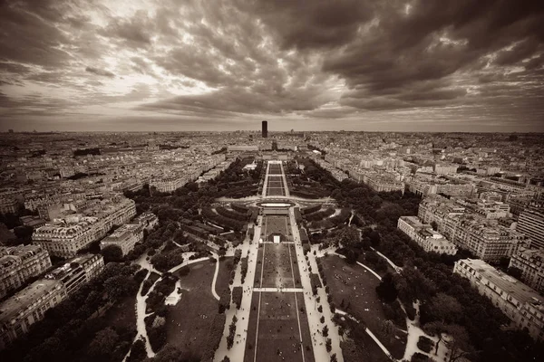 Párizs Város Tetőtéri Kilátás Naplementekor Franciaország — Stock Fotó