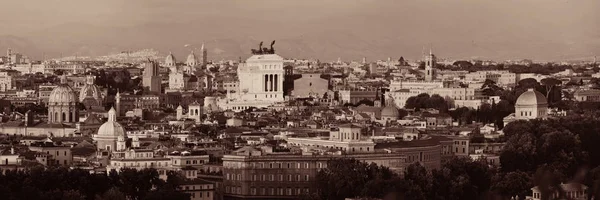 Rome Vue Panoramique Sur Toit Avec Architecture Antique Italie Noir — Photo