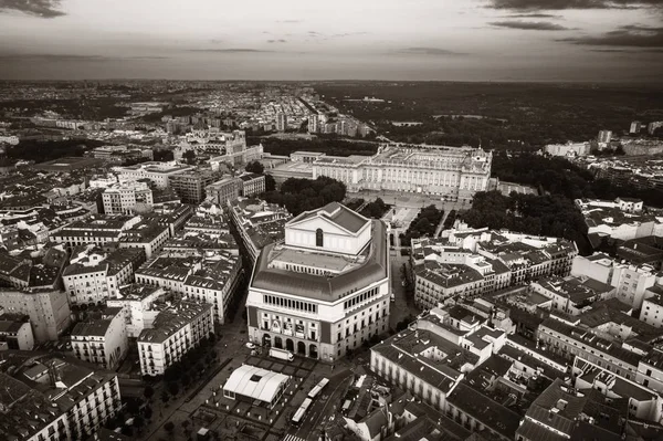 Spanya Tarihi Binaları Ile Madrid Havadan Görünümü Operası — Stok fotoğraf