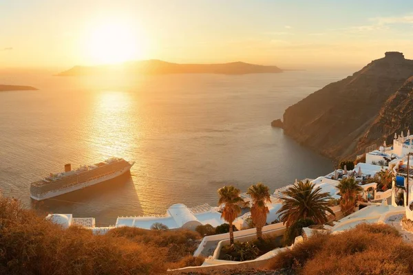 Santorini Skyline Sunset Buildings Greece — Stock Photo, Image