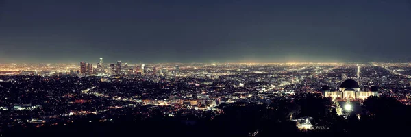 Los Angeles Nuit Avec Les Bâtiments Urbains Observatoire Griffith — Photo