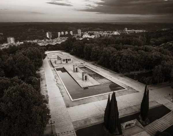 Madrid Templo Debod Vista Aérea Com Edifícios Históricos Espanha — Fotografia de Stock