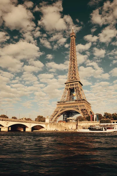 Eiffel Towerand River Seine Paris Frankrike — Stockfoto