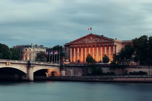 Párizs Folyó Szajna Panoráma Pont Concorde Assemblee Nationale — Stock Fotó