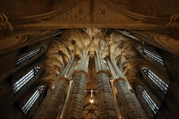 Primer Plano Basílica Santa Maria Del Mar Barcelona España —  Fotos de Stock