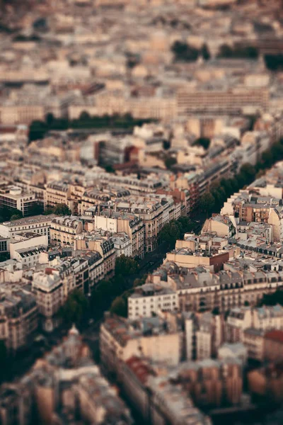 Paris Şehir Sokak Çatı Görünümü Gün Batımı Tilt Shift Etkisi — Stok fotoğraf