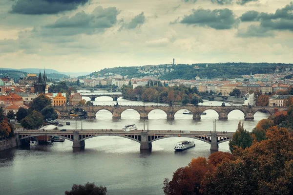 Prague Skyline Pont Sur Rivière République Tchèque — Photo