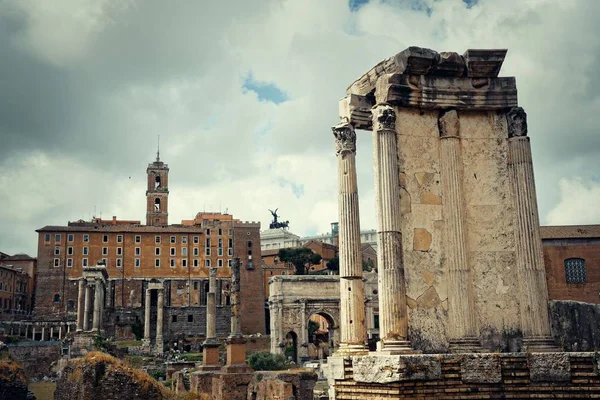 Rom Forum Med Ruiner Historiska Byggnader Italien — Stockfoto