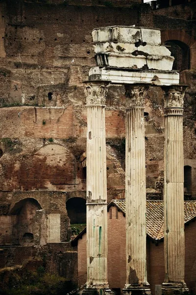 Колони Римський Форум Руїнами Історичних Будівель Італія — стокове фото