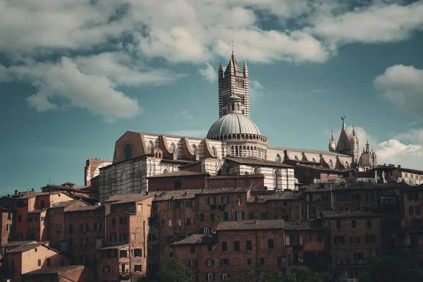 Ciudad Medieval Con Catedral Siena Vista Horizonte Italia —  Fotos de Stock